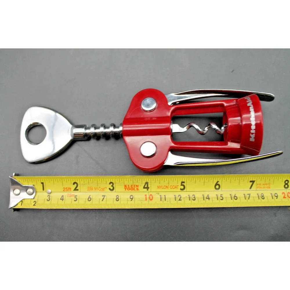 KitchenAid Red Wing Corkscrew Wine Bottle Opener Chrome Lever Bar Tool